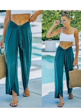 BUCKETLIST Wide-Leg Tie-Waist Pants